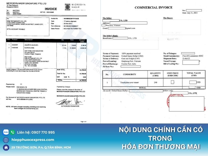 noi dung cua hoa don thuong mai commercial invoice