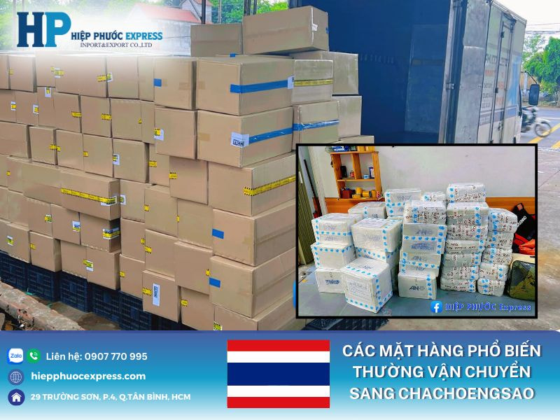 Các mặt hàng phổ biến thường vận chuyển sang Chachoengsao