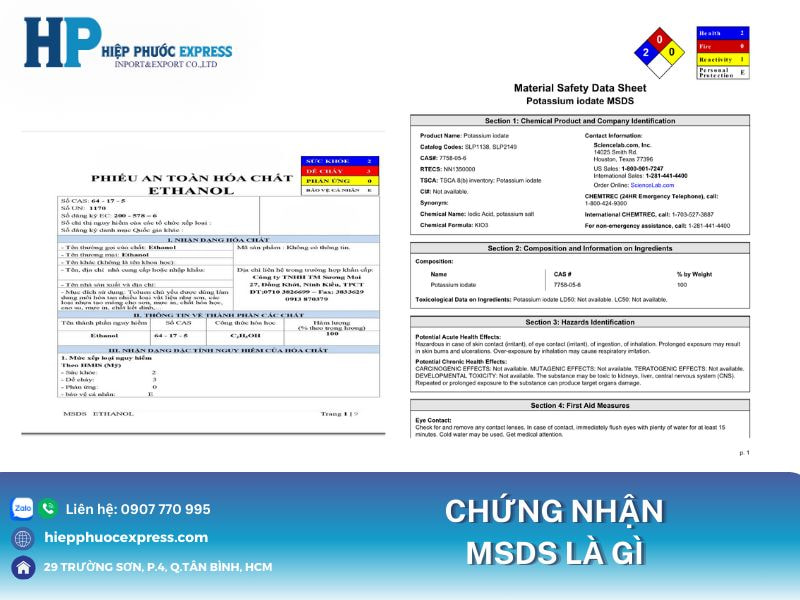 Chứng nhận msds là gì trong xuất nhập khẩu