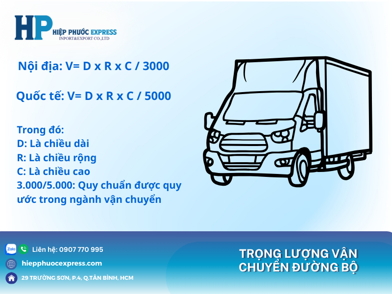 Cách tính trọng lượng vận chuyển đường bộ