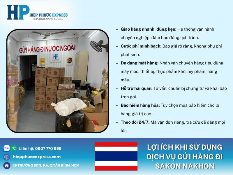 Lợi ích khi sử dụng dịch vụ gửi hàng đi Sakon Nakhon tại Hiệp Phước
