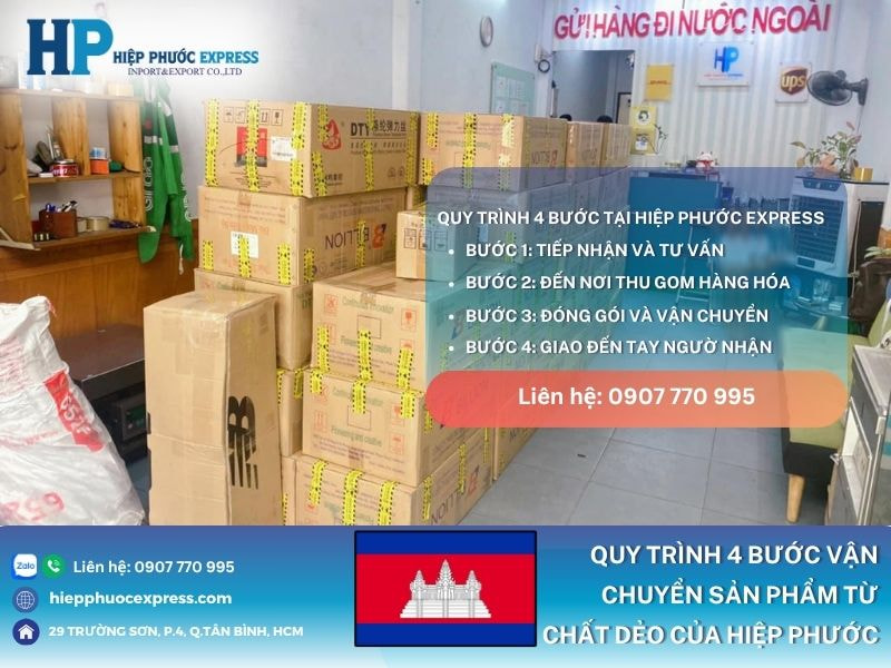 Quy trình 4 bước vận chuyển sản phẩm chất dẻo đi Campuchia