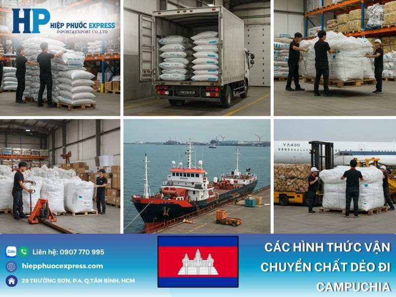 Các hình thức vận chuyển sản phẩm chất dẻo đi Campuchia