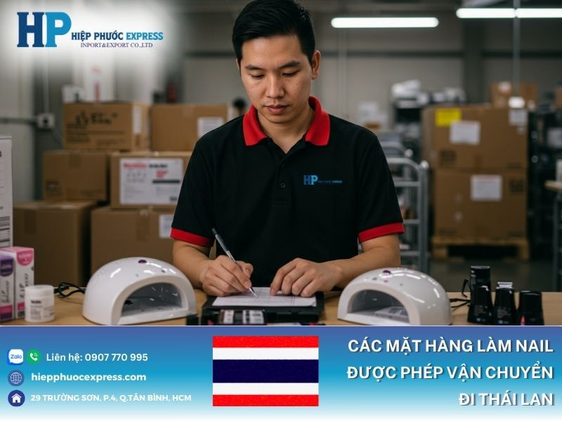Các mặt hàng làm nail được phép vận chuyển đi Thái