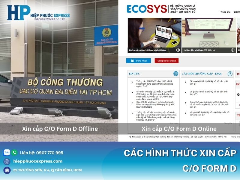 Các hình thức xin cấp C/O form D