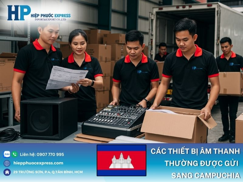 Các mặt hàng thiết bị âm thanh thường vận chuyển sang Campuchia