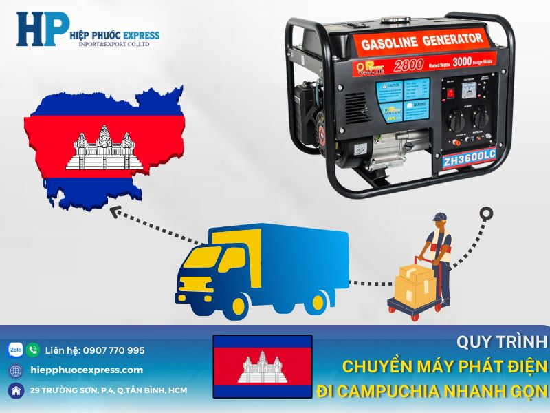 quy trinh van chuyen may phat dien di campuchia