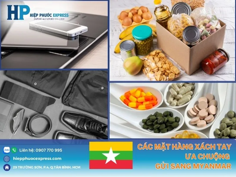 Các loại hàng hóa xách tay thường được vận chuyển sang Myanmar