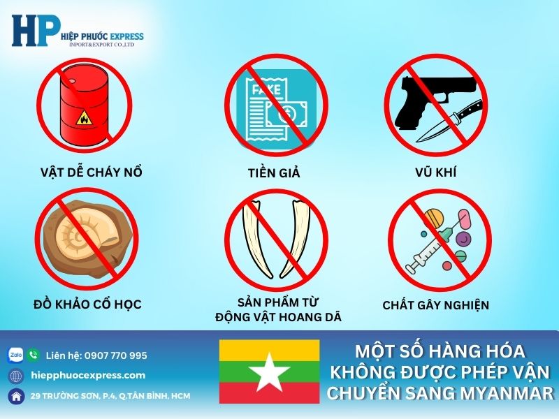 Các mặt hàng hóa cấm vận chuyển sang Myanmar