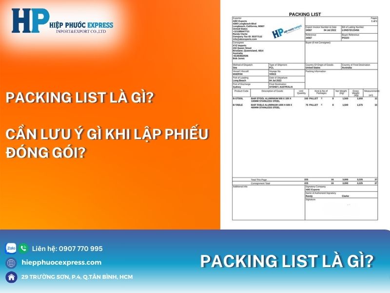 packing list la gi