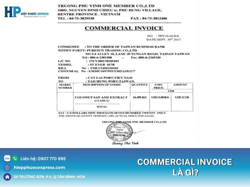 commercial invoice la gi