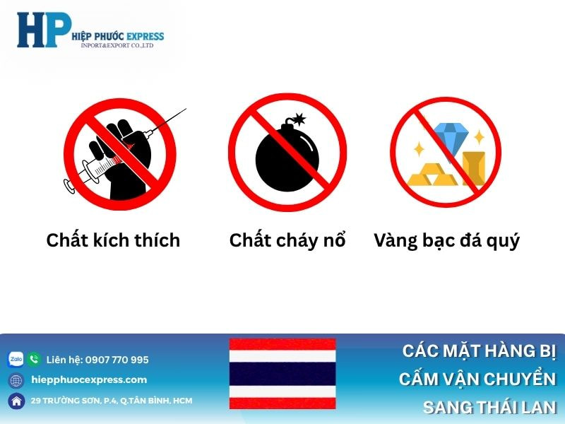 Các mặt hàng bị cấm gửi sang Thái