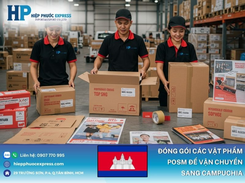 Đóng gói các mặt hàng posm trước khi vận chuyển đi Campuchia