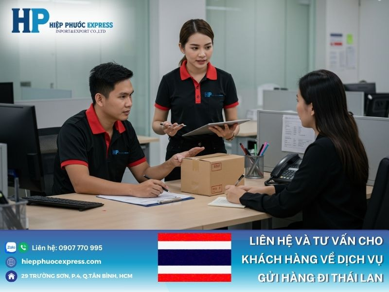 Liên hệ và tư vấn cho khách hàng khi gửi hàng đi Bangkok