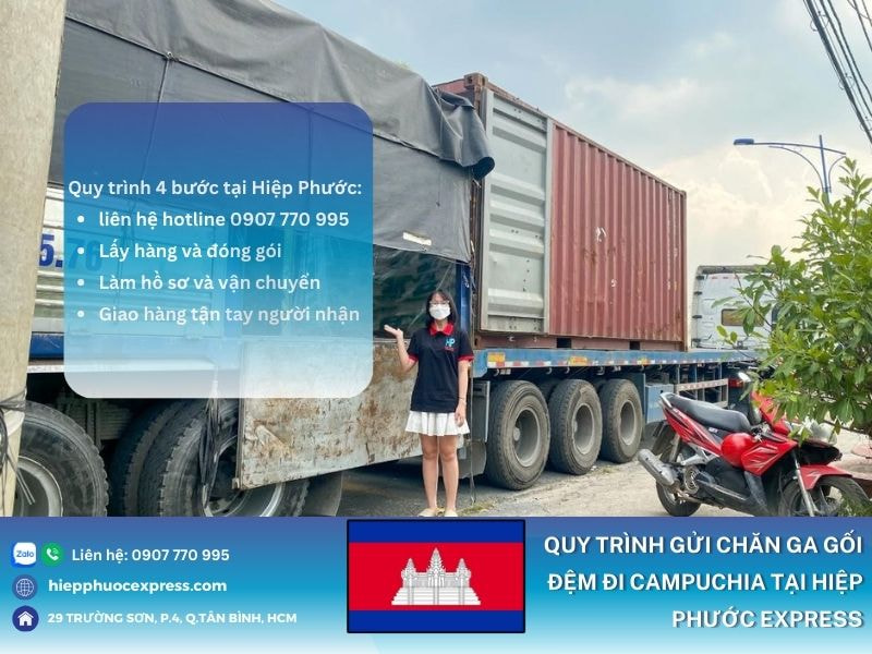 Quy trình vận chuyển chăn ga gối đệm đi Campuchia tại Hiệp phước