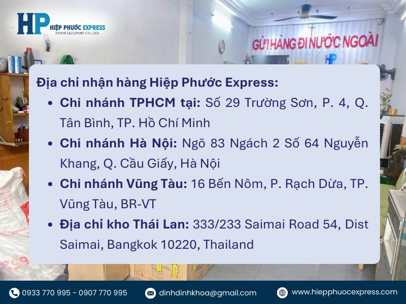 Các chi nhánh giao nhận hàng đi Thái - Việt tại Hiệp Phước Express