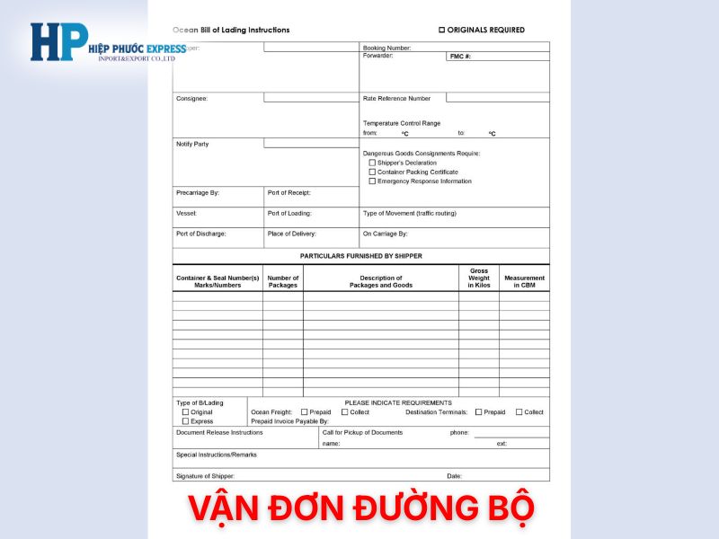 Vận đơn đường bộ trong Logistics