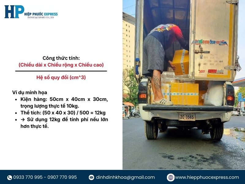 cach tinh khoi luong hang hoa gui di campuchia