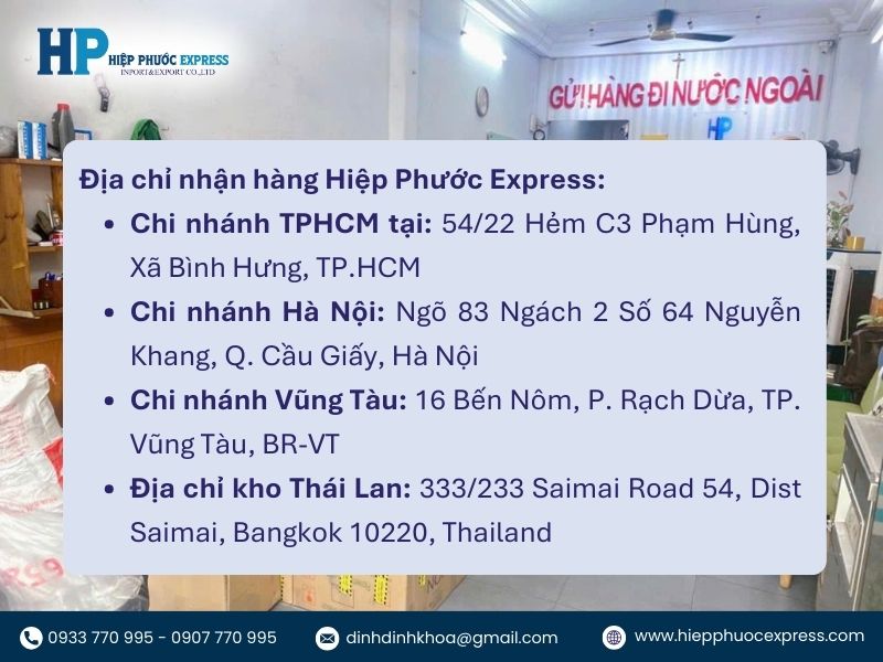 Các chi nhánh giao nhận hàng đi Thái Lan - Việt Nam tại Hiệp Phước Express